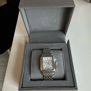 Michele Deco Diamond Stainless Steel Watch